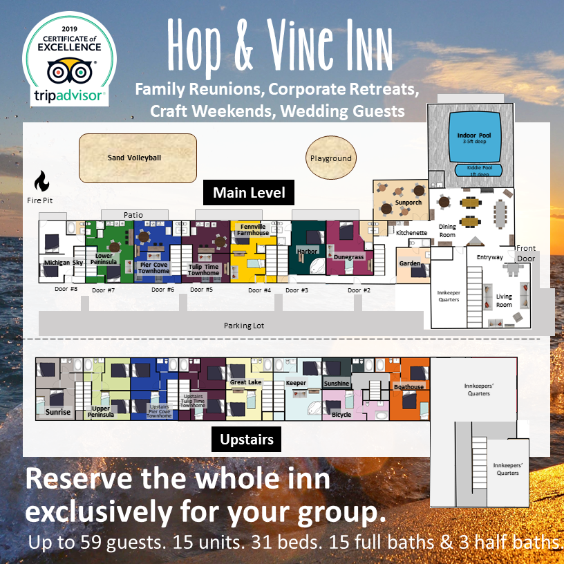 Large Michigan VRBO Floorplan of the Hop & Vine Inn near Saugatuck, Michigan